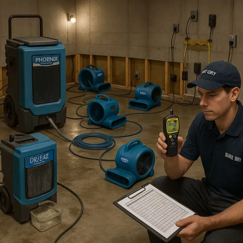 Structural Drying and Dehumidification process in Baxter Springs, KS